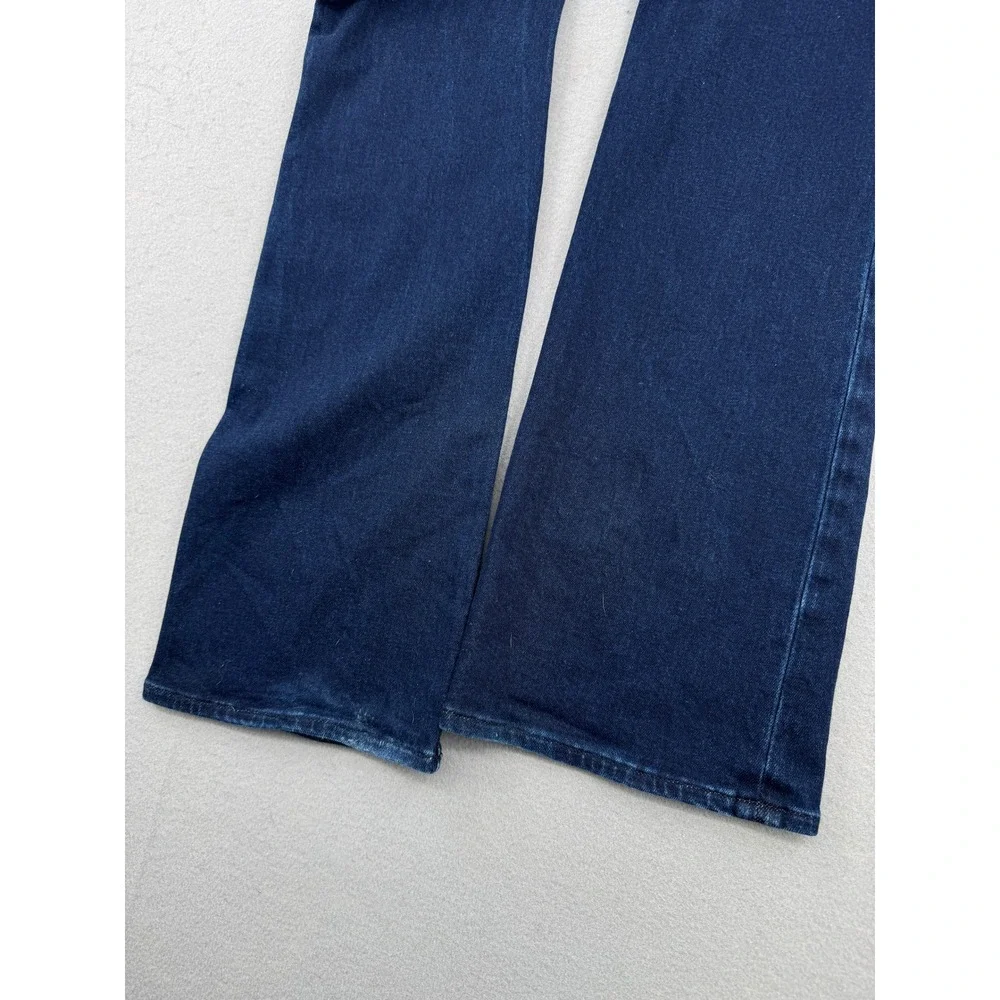 Paige Indio Zip Short Dark Blue Flare Leg Trouser Jeans Womens 27 (30x32) Boho